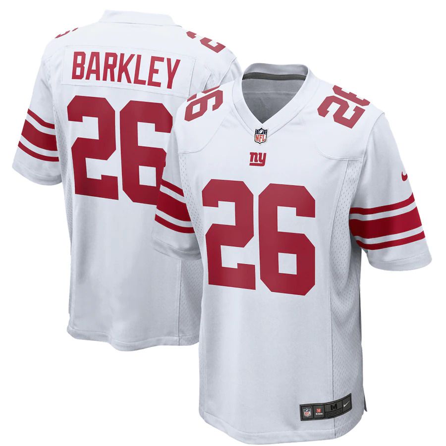 Men New York Giants #26 Saquon Barkley Nike White Game NFL Jersey